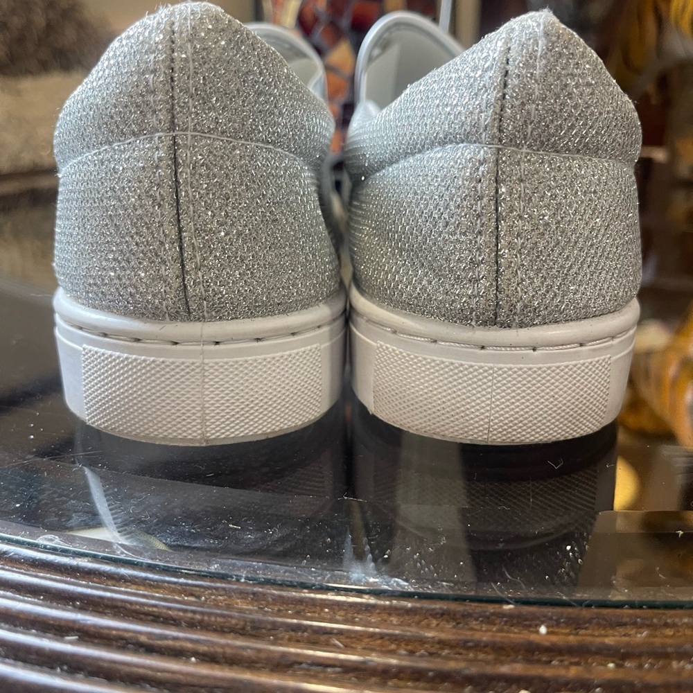 H2K Silver Glitter Sneakers Women's Silver Glitter Slip On Sparkly Tennis Shoes‌ - Picture 4 of 7